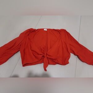 Women's Red Tie-Front Top